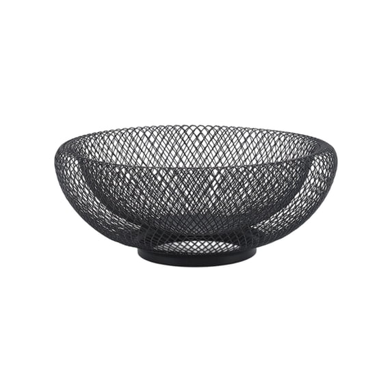 Metal Wire Mesh Fruit Bowl - Multi - Purpose Iron Storage Basket for Home Decor, Kitchen Organizer for Fruit Makeup Brushes Cosmetic Tools, Sturdy Spacious Capacity Design,Black