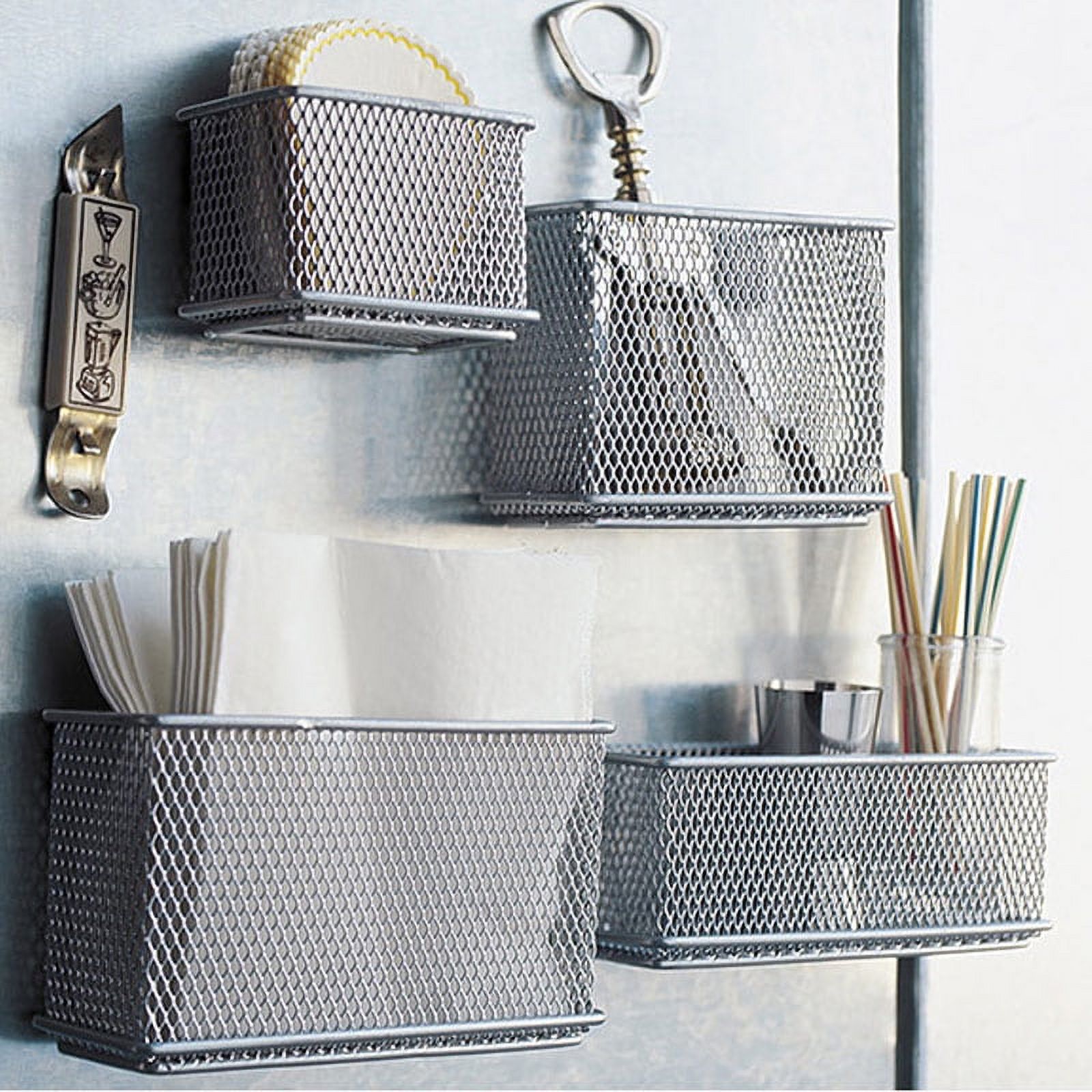 Metal Wire Mesh Storage Basket Tray Desk Caddy Storage