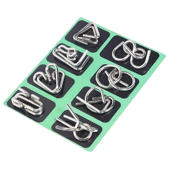 Metal Wire Puzzle Brain Teaser Set IQ Test Disentanglement Link Interlock Game for Kids Adults Family Party