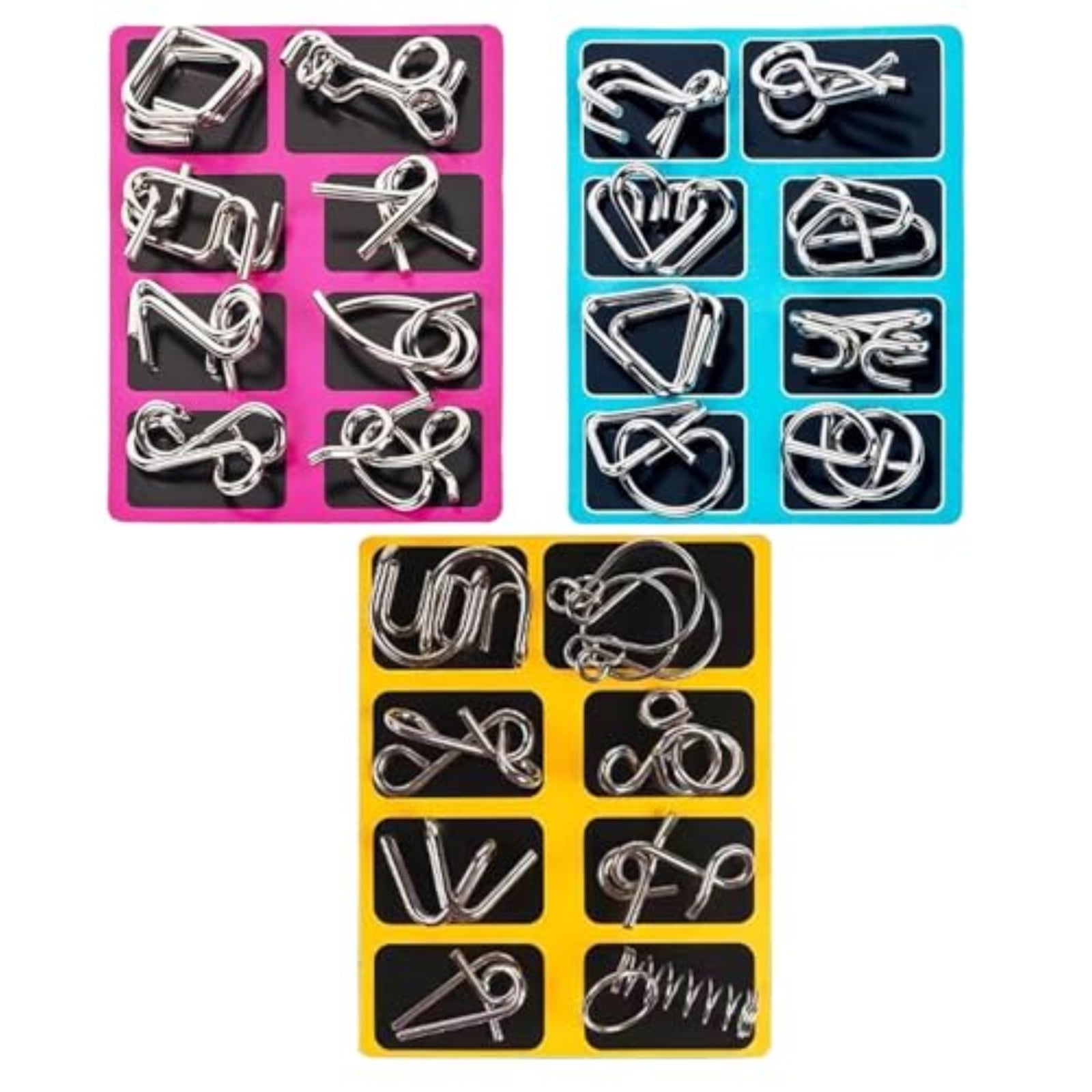 Metal Wire Puzzle Brain Teasers, 24-Piece interlocking Metal Unlock ...