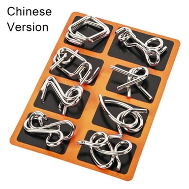 Metal Wire Puzzle Set 8-Piece Montessori Carbon Steel IQ Mind Brain Teaser Stress Reliever Toys for Kids