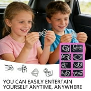 Metal Wire Puzzle Set of 8 with Pouch,Brain Teaser IQ Test Disentanglemen Iron Link Unlock Interlock Game Chinese Magic Trick Toy for Party Favor Kids Adults Challenge
