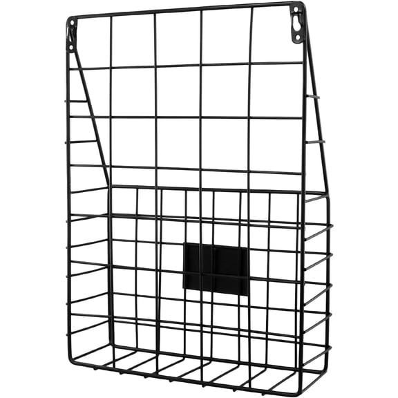 Metal Wire Wall Mounted Magazine Holder, 2 Pack Black Large Capacity Organizer for Magazines, Files, Newspapers