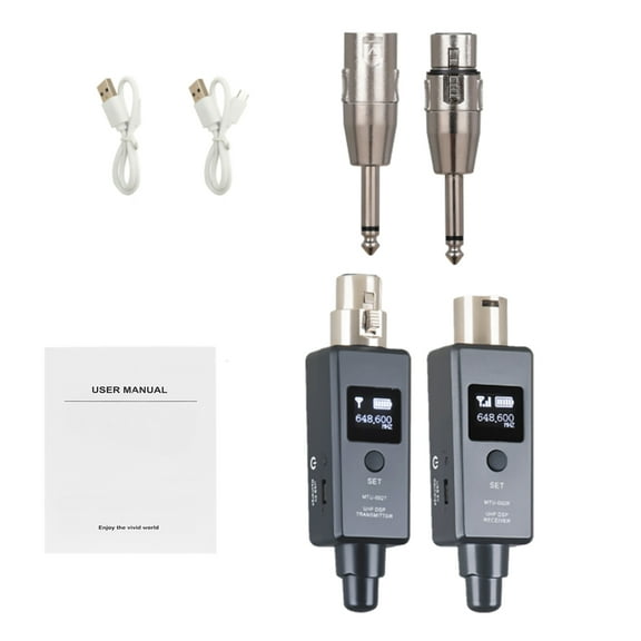 Metal Wireless Microphone Transmitter Receiver, Rechargeable Wireless XLR Transmitter and Receiver System Compatible for Audio Mixer, PA System