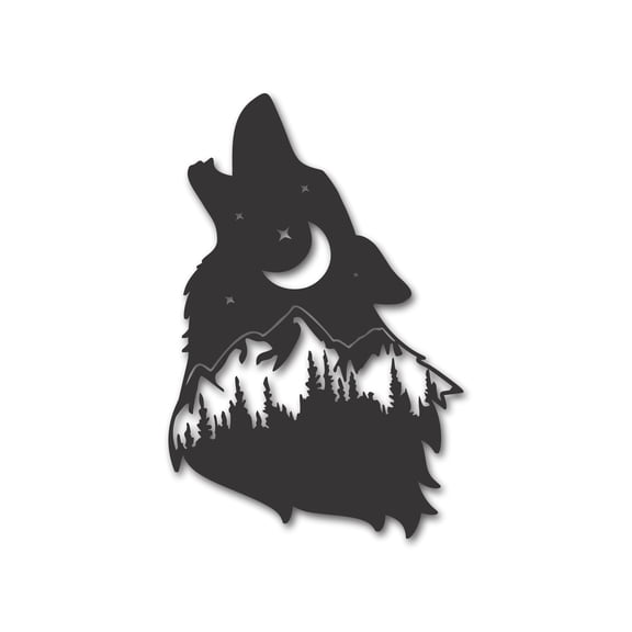 Metal Wolf Mountain Landscape Wall Art 12