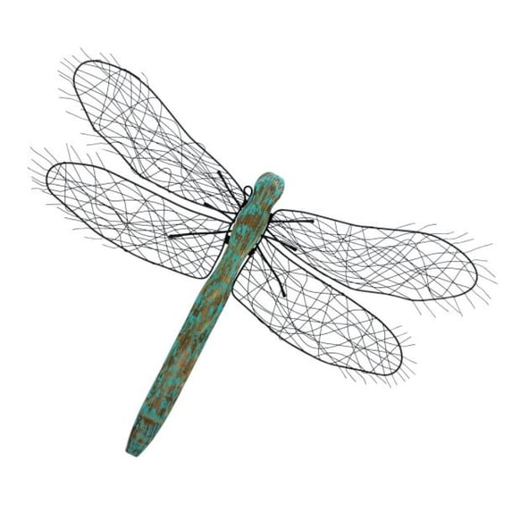 Metal Wood Dragonfly Decor 33"W, 24"H