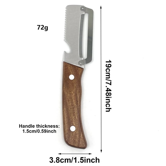 Metal Wood Handle Peeler, Multifunctional Potato Carver, Kitchen Vegetable Scraper For Carrot Ginger