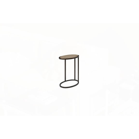 Metal/Wood Top Chairside Table in Toffee - Sturdy Metal Base