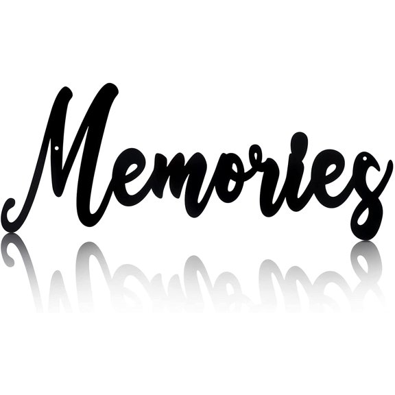 Metal Word Sign Memories Word Sign Rustic Black Cutout Memories Wall Decor for Home Library Office DIY Party Housewarming and Wedding Decorations, 15.7 x 6.3 Inch