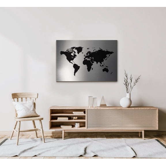 Metal World Map World Map Metal Wall Art Map of the World on Metal Metal World Map Print