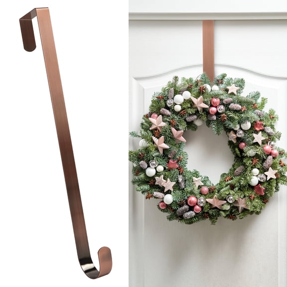 Metal Wreath Hanger for Front Door, 12 and 14 Inch Over The Door Hook, 20 Lbs Weight Capacity for Holiday Decor, Perfect for Christmas, Halloween, Fall Wreaths and Home Entrance Decor, Brown