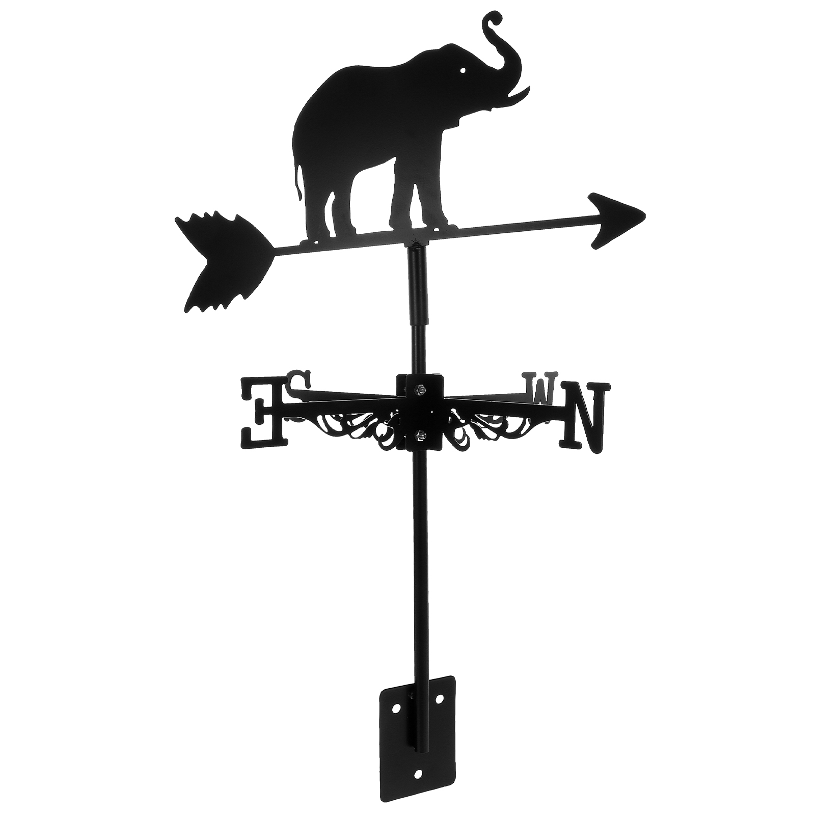 Metal Wrought Iron Elephant Weather Vane Animal Wind Direction