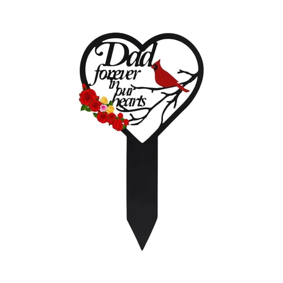 Metal Wrought Iron Memorial Stake, Outdoor Cemetery Decoration, Durable Ground Plug Design, Lawn Tomb Ornament, 12 In Length