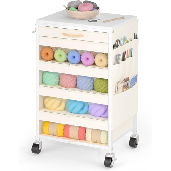 Metal Yarn Organizer and Storage Cart , Holds Yarn Balls, Large Knitting Storage Organizer Yarn Cabinet for Crochet Lovers, Yarn Storage Bins for Knitting Needles Crochet Hooks