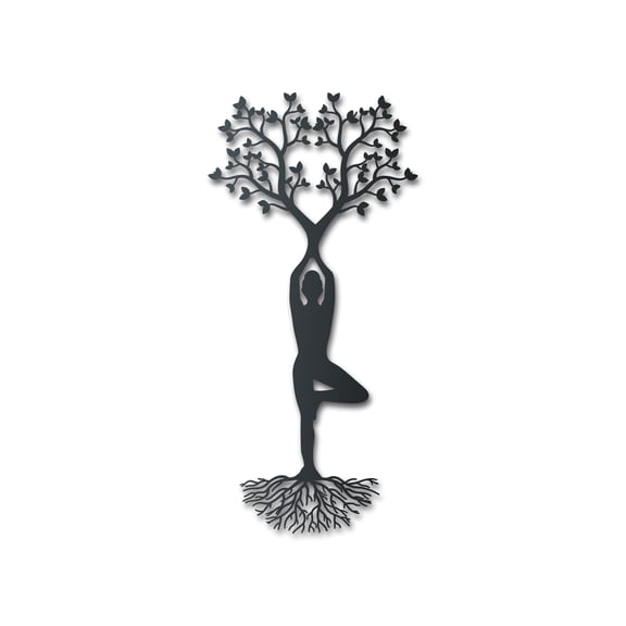 Metal Yoga Tree Pose Wall Art - 14 Color Options 30