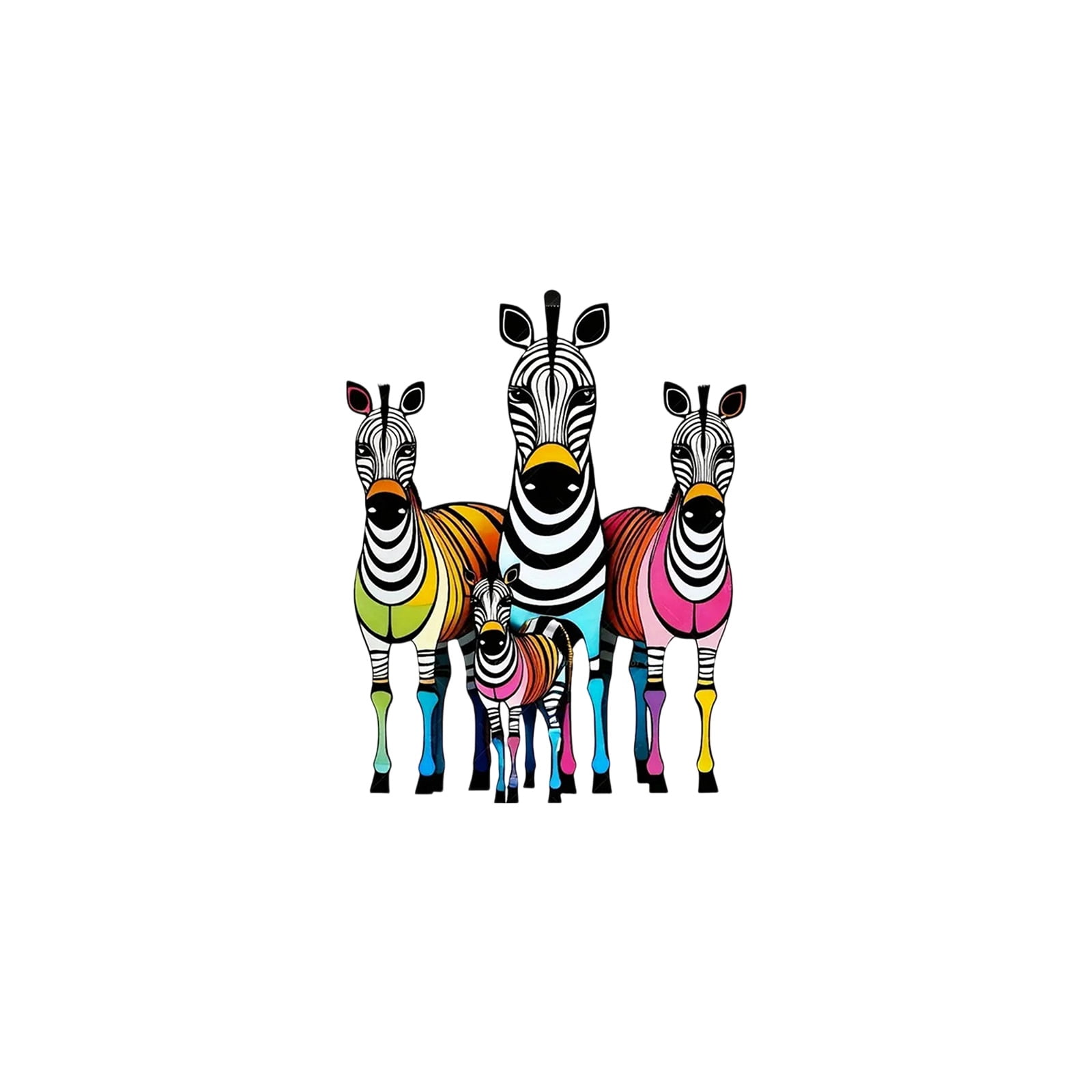 Metal Zebra Family Wall Decor Colorful Iron Art Wall Sculpture For Outdoor Patio Garden Yard 2 Pack