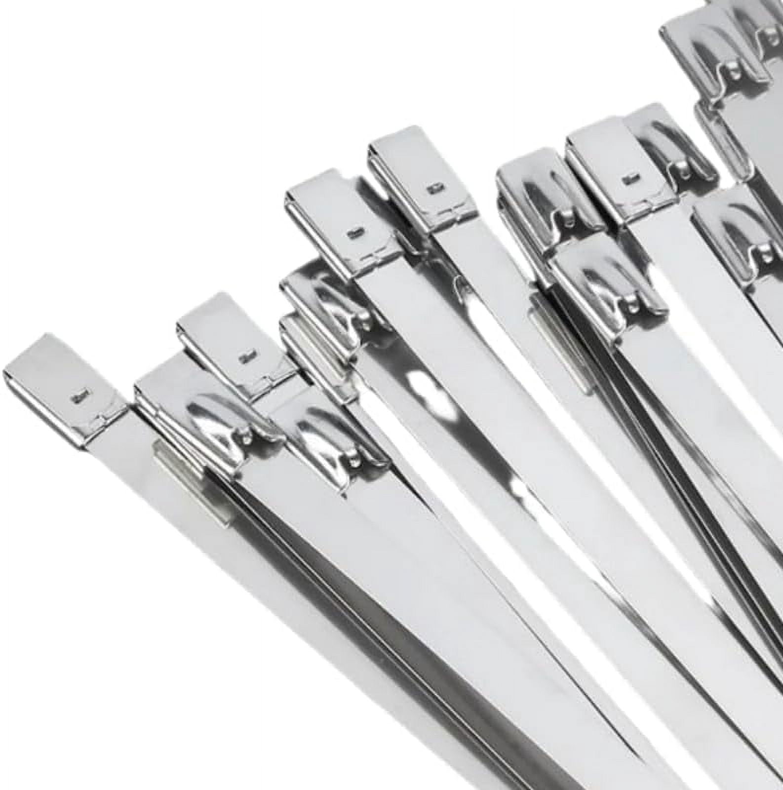304 Stainless Steel Metal Zip Ties - Heavy Duty Self-Locking Cable Ties (1000PCS, 11.8 Inch, Black)