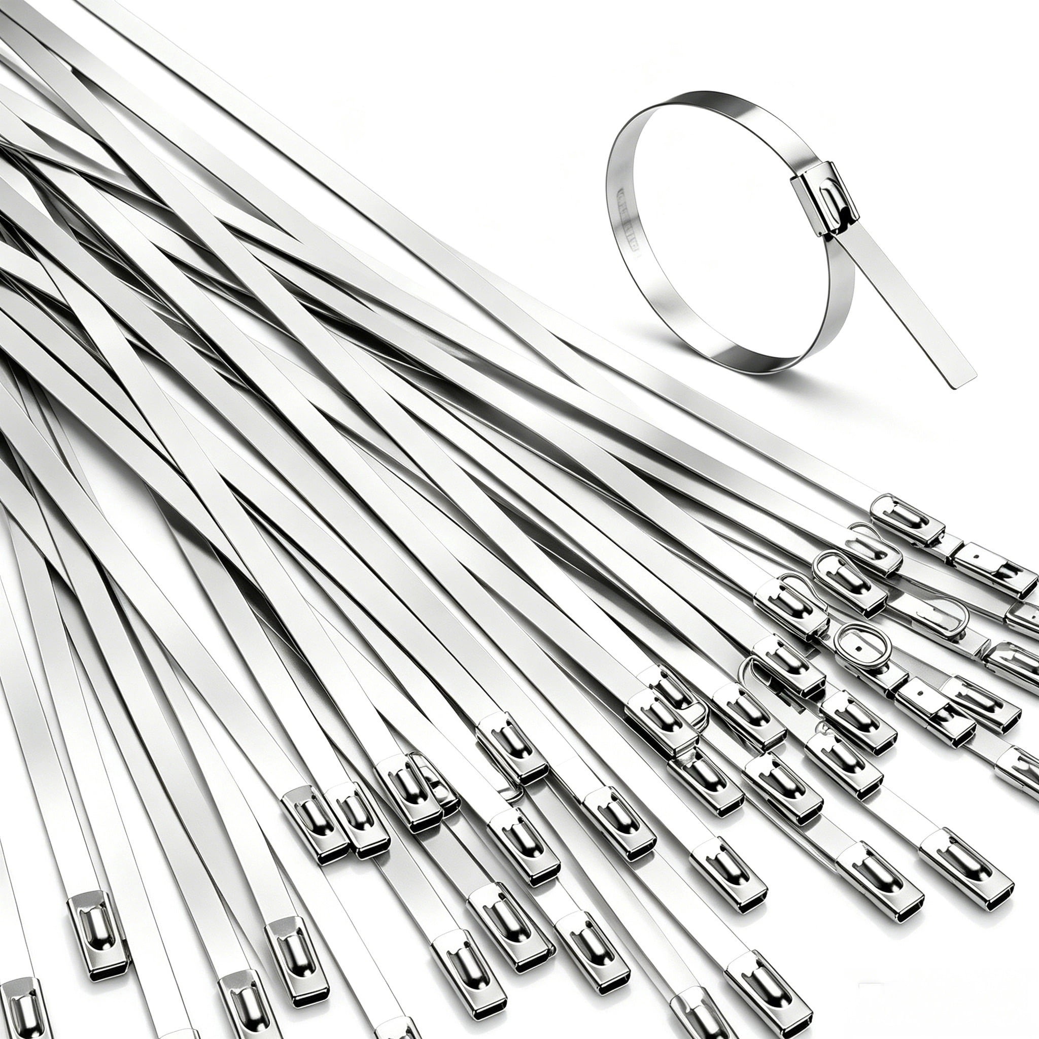 Metal Zip Ties Black 100Pcs 11.8 Inch 304 Stainless Steel Epoxy