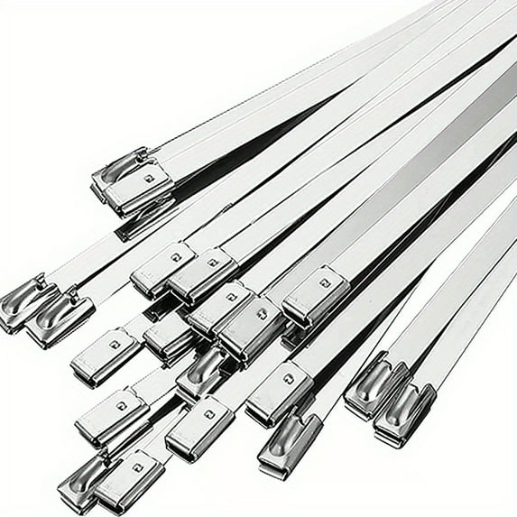 Metal Zip Ties 4-10 Inch Stainless Steel Zip Ties Heavy Duty Multi-Purpose Self-Locking Cable Ties For Machinery, Vehicles, Exhaust Wrap, Farms, Pipes, Roofs, Cables, And Outdoor Fence