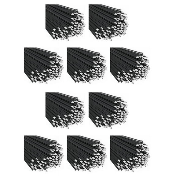 Metal Zip Ties Black 1000Pcs 11.8 Inch 304 Stainless Steel Epoxy Coated Cable Tie for Machinery, Vehicles, Farms, Cables,1000 x ,Black