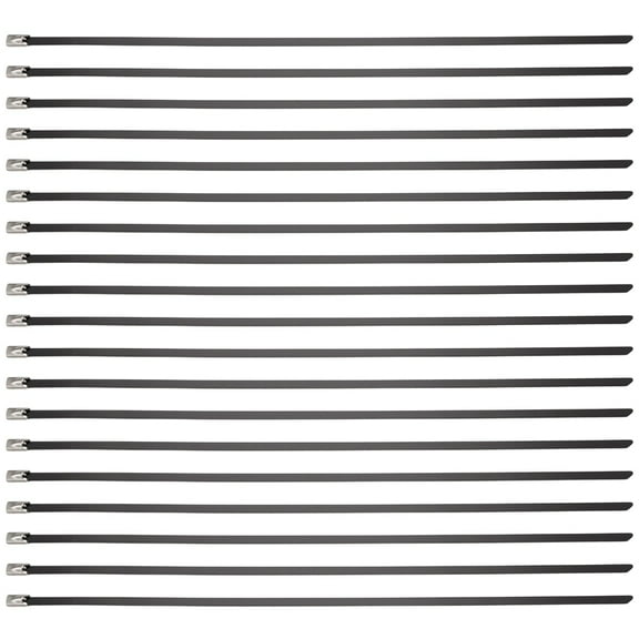 Metal Zip Ties Black 100Pcs 11.8 Inch 304 Stainless Steel Epoxy Coated Cable Tie for Machinery, Vehicles, Farms, Cables