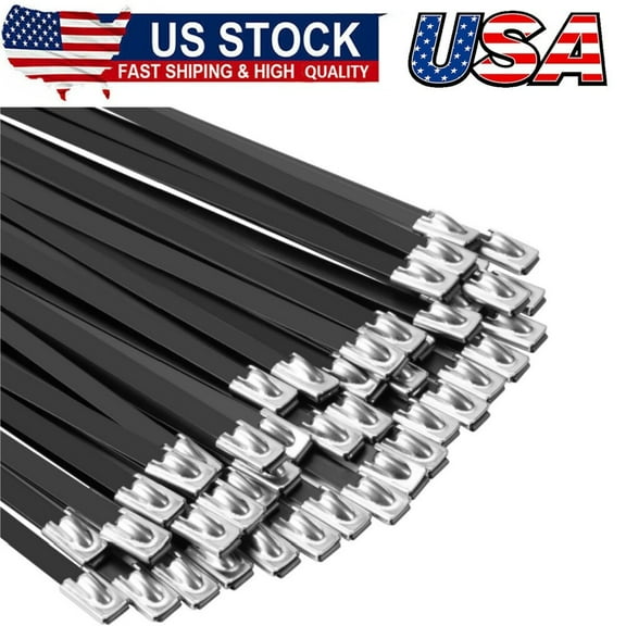 Metal Zip Ties Black 18 inch 290LB Heavy Duty 304 Stainless Steel Epoxy Coated