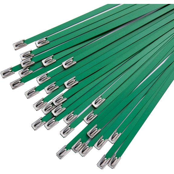 Metal Zip Ties Green 11.8in Stainless Steel Zip Ties Heavy Duty, 270LBS Tensile Strength, Wire Multifunctional Locking Exhaust Wrap Flexible Durable 30 PCS