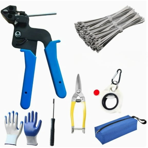 Metal Zip Ties Heavy Duty Outdoor Kit - 100 pcs Stainless Steel Cable Tie, Storage Bag