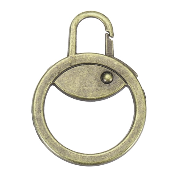 Metal Zipper Pull Charm 1 Pcs Detachable Round Zipper Pull Replacement Slider Extender Repair Kits for Coats Jackets Pants Luggage Suitcase Purse Fasteners, Bronze Tone