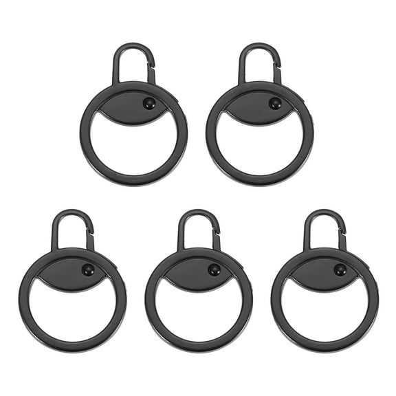 Metal Zipper Pull Charm 5 Pcs Detachable Round Zipper Pull Replacement Slider Extender Repair Kits for Coats Jackets Pants Luggage Suitcase Purse Fasteners, Black
