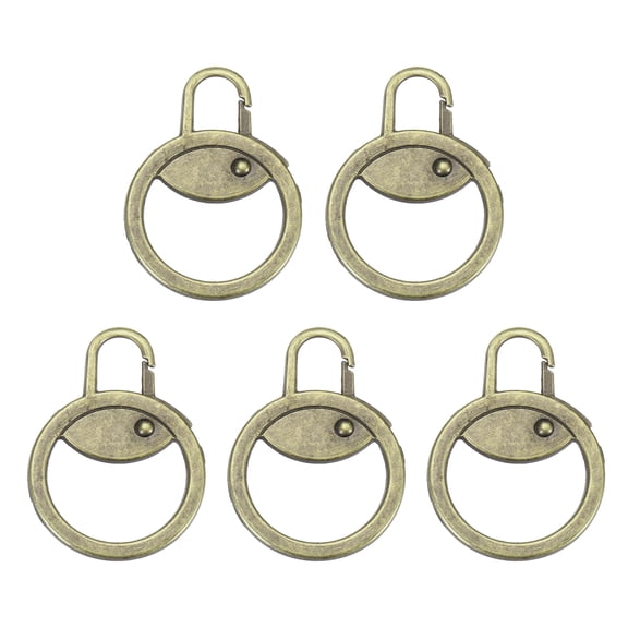 Metal Zipper Pull Charm 5 Pcs Detachable Round Zipper Pull Replacement Slider Extender Repair Kits for Coats Jackets Pants Luggage Suitcase Purse Fasteners, Bronze Tone