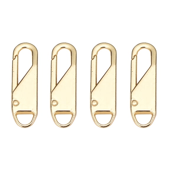 Metal Zipper Pull Replacements 4 Pack Universal Zipper Slider Pull Tabs Size 5 Detachable Zipper Extenders Gold Finish for Jackets Luggage Backpacks Purses Boots Pants Tents Easy Repair