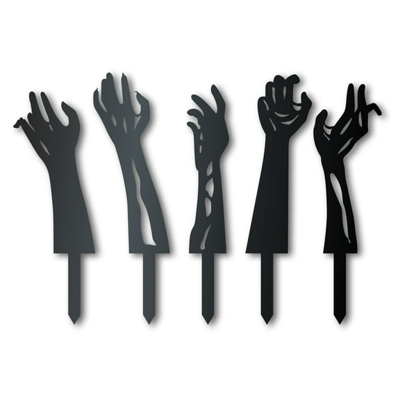 Metal Zombie Hands Garden Stakes | Set of 5 | Outdoor Halloween Decor | Up to 30" | Over 20 Color Options 10