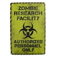 thumbnail image 1 of Metal Zombie Research Facility Warning Sign Man Cave Kids Room Door Home Bar Wall Decor, 1 of 5