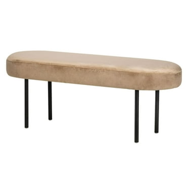 Metal and Beige Velvet Bench Modern Design Style Entryway