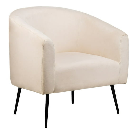 Metal and Beige Velvet Lounge Chair Modern Design Style Living Room