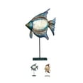 thumbnail image 1 of Metal and Capiz Fish Statue 14.5" Left, Nautical Beach Themed Coastal Decor, Capiz Shell Art Decoration, 1 of 1