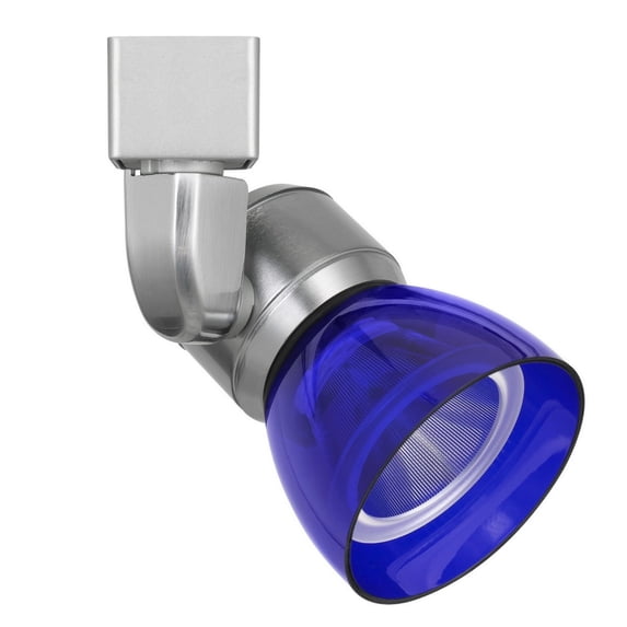 Metal and Clear Polycarbonate LED Track Fixture, Blue and Silver- Saltoro Sherpi