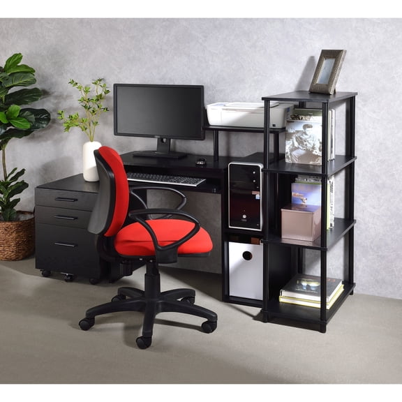 Metal and Paper Veneer | Computer Desk with Shelf and Keyboard Tray | 37" Width for Spacious Work Area