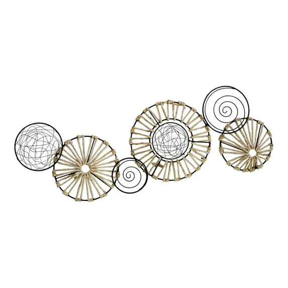 Metal and Rattan Large Centerpiece Wall Décor