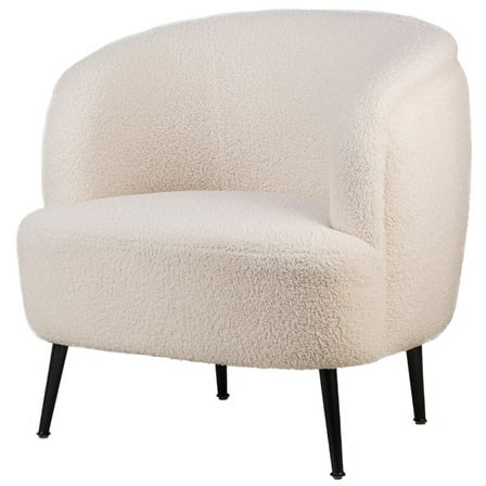 Metal and White Boucle Lounge Chair Modern Design Style Living Room