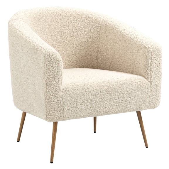 Metal and White Boucle Lounge Chair Modern Design Style Living Room
