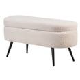 thumbnail image 1 of Metal and White Boucle Storage Bench Modern Design Style Entryway, 1 of 8