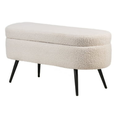 Metal and White Boucle Storage Bench Modern Design Style Entryway
