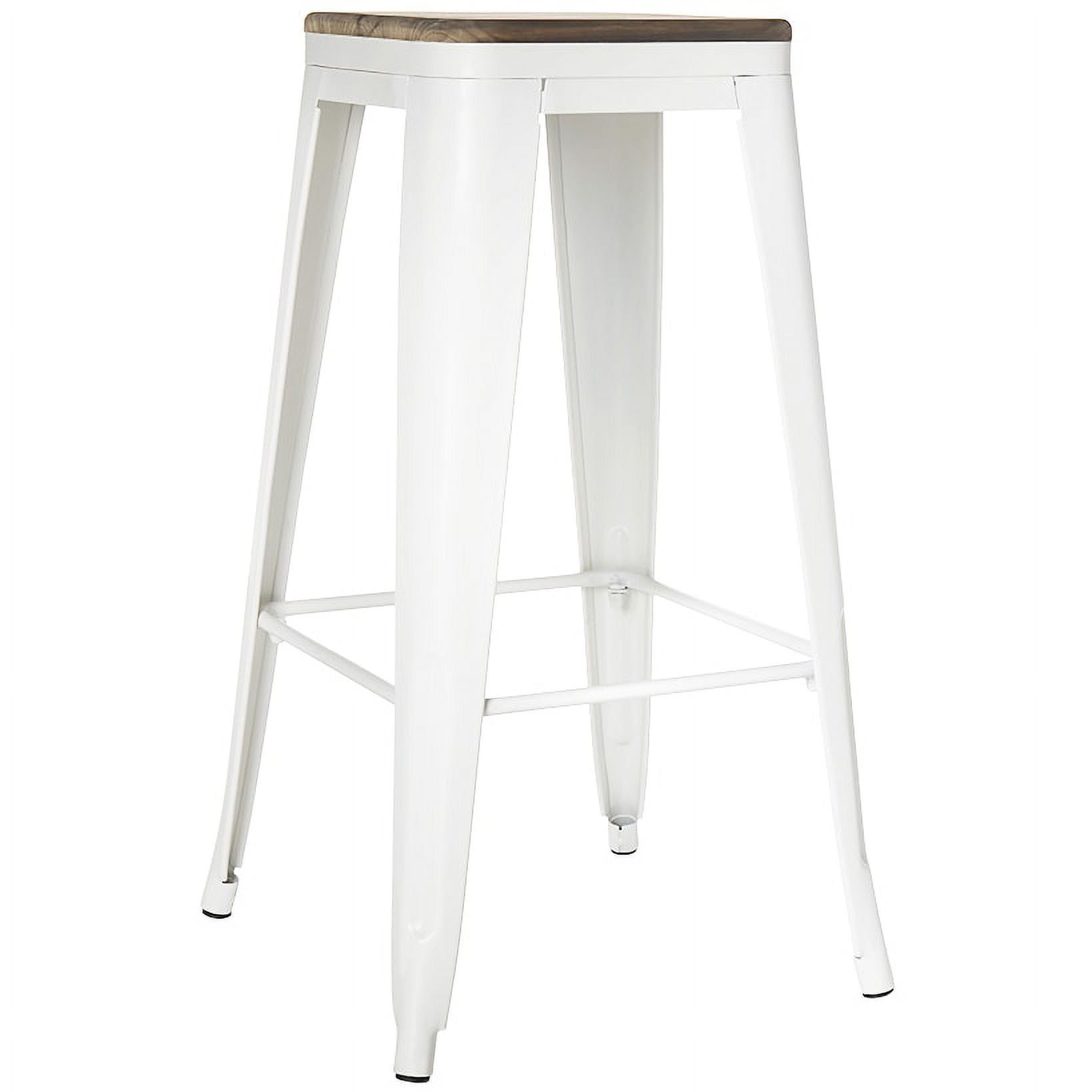 Metal and Wood Counter Stool Bar Stool White