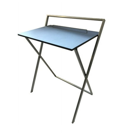 Mainstays Metal and Wood Folding Table, Silver, 30.9" H x 25" W x 17.5" D