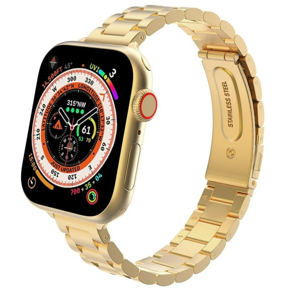 Metal band Compatible with Apple Watch Band 38mm 40mm 41mm for women, Slim and Thin Stainless Steel Replacement Adjustable Wristband for iWatch Series 9/8/7/6/5/4/3/2/1/SE, Gold