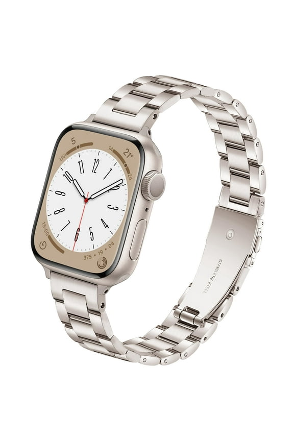 Metal band Compatible with Apple Watch Band 38mm 40mm 41mm for women, Slim and Thin Stainless Steel Replacement Adjustable Wristband for iWatch Series 9/8/7/6/5/4/3/2/1/SE, Starlight