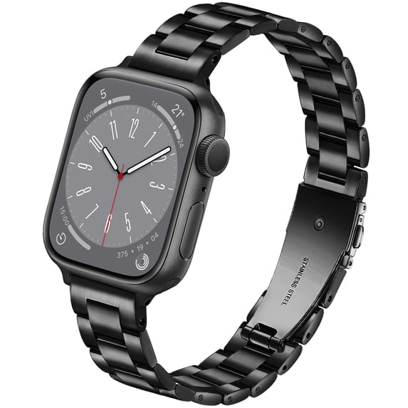 Metal band Compatible with Apple Watch Band 38mm 40mm 41mm for women, Slim and Thin Stainless Steel Replacement Adjustable Wristband for iWatch Series 9/8/7/6/5/4/3/2/1/SE, Black