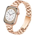 thumbnail image 1 of Metal band Compatible with Apple Watch Band Ultra 2 42mm 44mm 45mm 49mm for women, Slim and Thin Stainless Steel Replacement Adjustable Wristband for iWatch Series 9/8/7/6/5/4/3/2/1/SE,Rosegold, 1 of 8